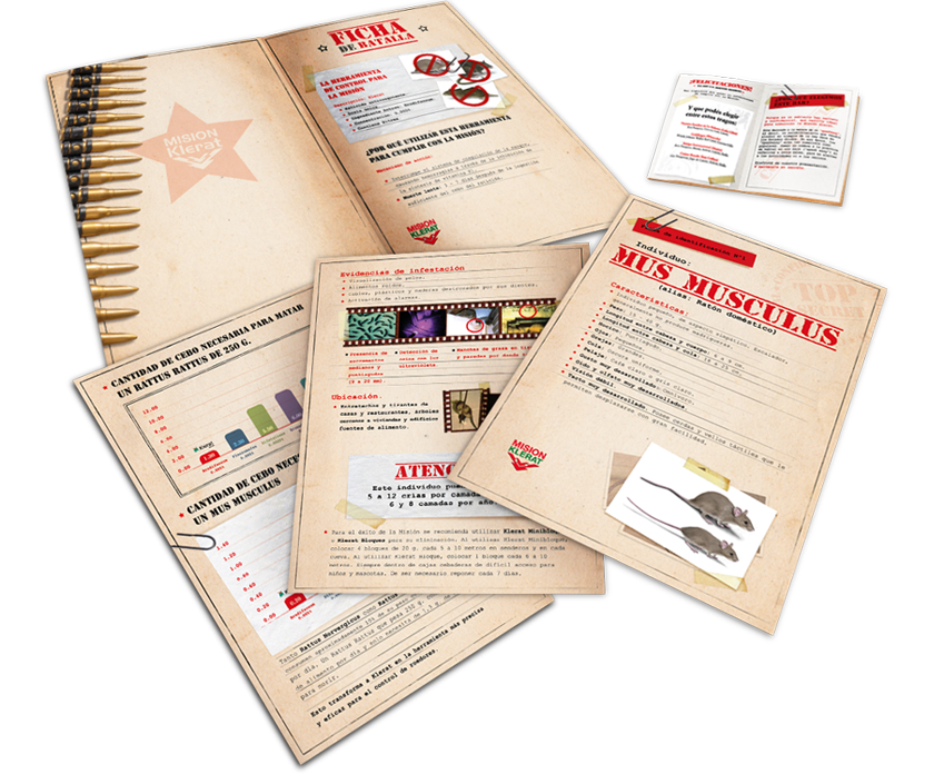 Carpeta de Batalla, menú de tragos y fichas informativas